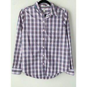 LL Bean Mens Wrinkle Free Plaid Button Up Shirt S Green Red Holiday Long Sleeve